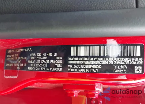 2018 Jeep Renegade Limited 4X4 z USA, uszkodzony, nr VIN ZACCJBDB6JPH76002